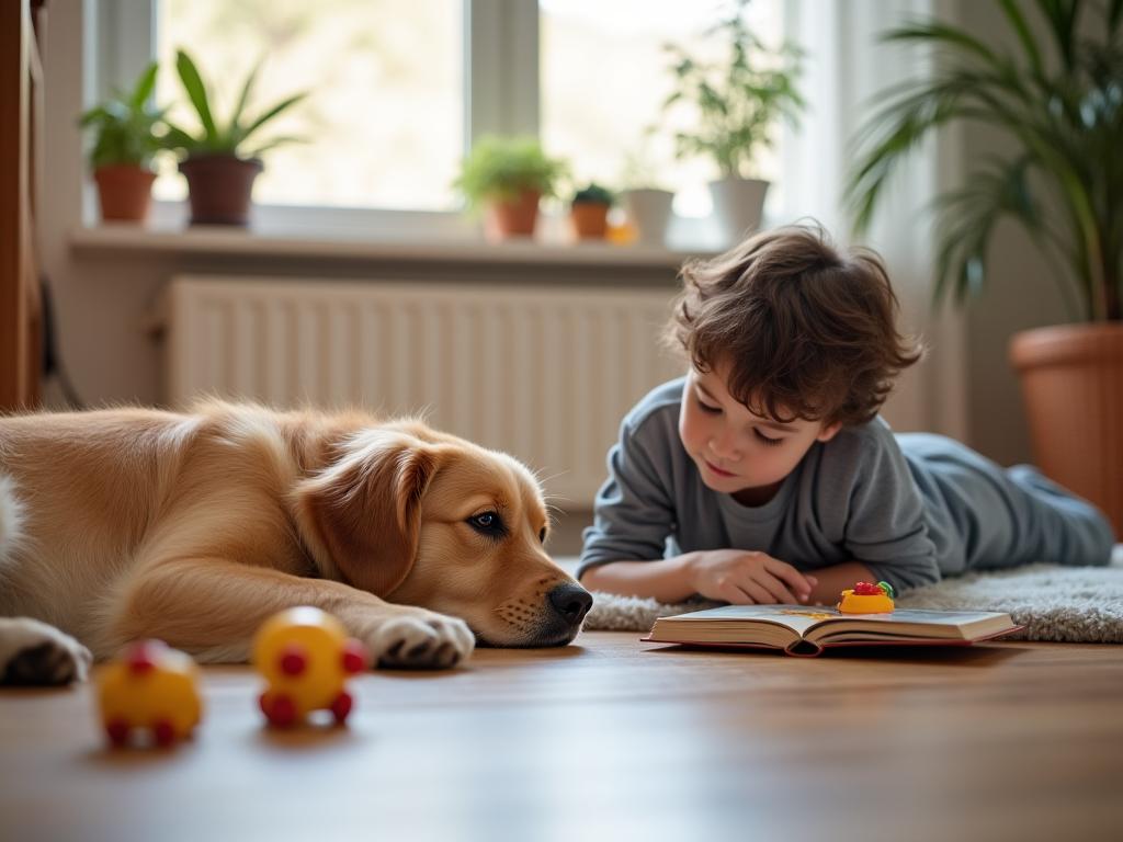 Chien famille enfants cohabitation sereine