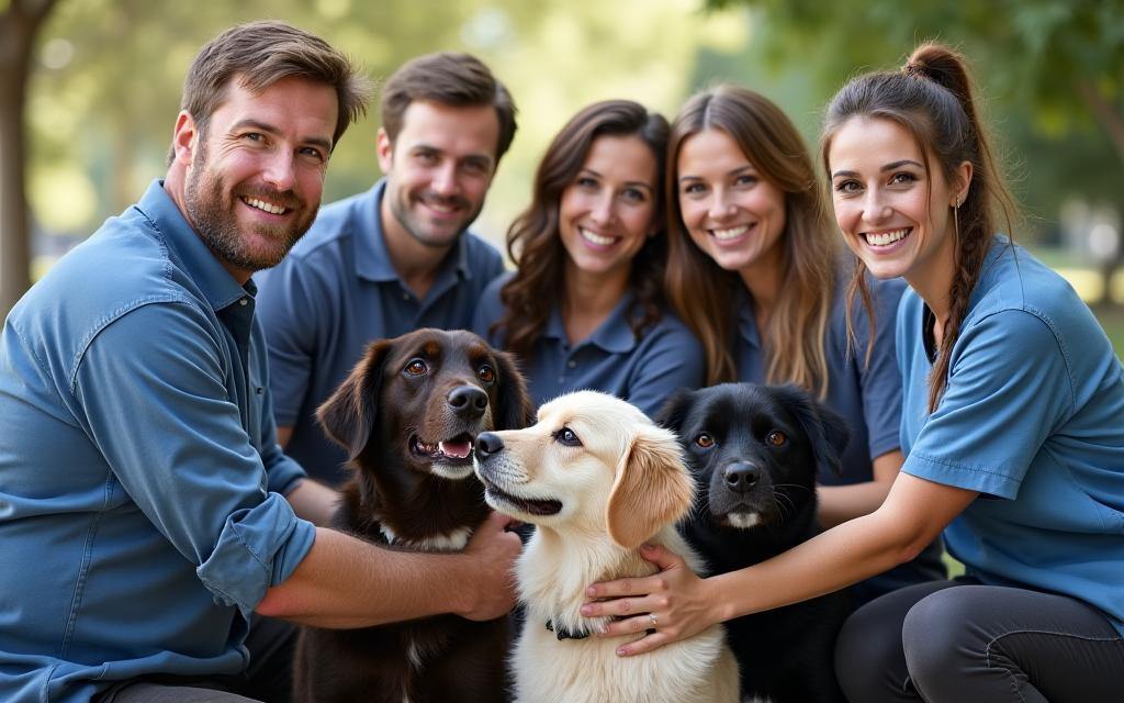 Équipe professionnelle chien bienveillance